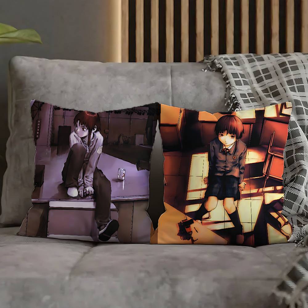 Lain Iwakura S-Serial Experiments Pillow Case For Sofa Decor Car Office Room Printing Cushion Cover Decorations and Protector