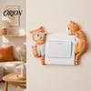 Unique Home Interior Accents 3D Cat Light Switch Sticker, Decorative Resin Wall Plate Cover, Cute Animal Double Socket Guard Stickers, Peel And Stick