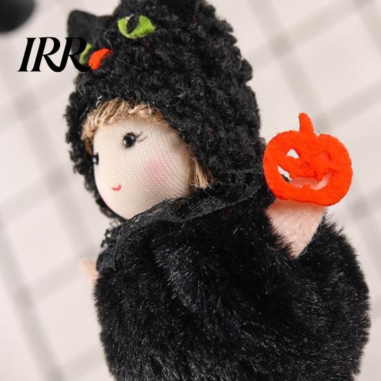 Witch And Black Cat Plush Set Halloween Hanging Doll with Lanyard, Cute Furry Pom Soft Ball Ornament for Doors Windows Trees Party Decor Decoration