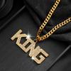 Popular Zinc Alloy Pendant Necklace for Men's Fashion Nightclub Trendy Hip-Hop King Letter