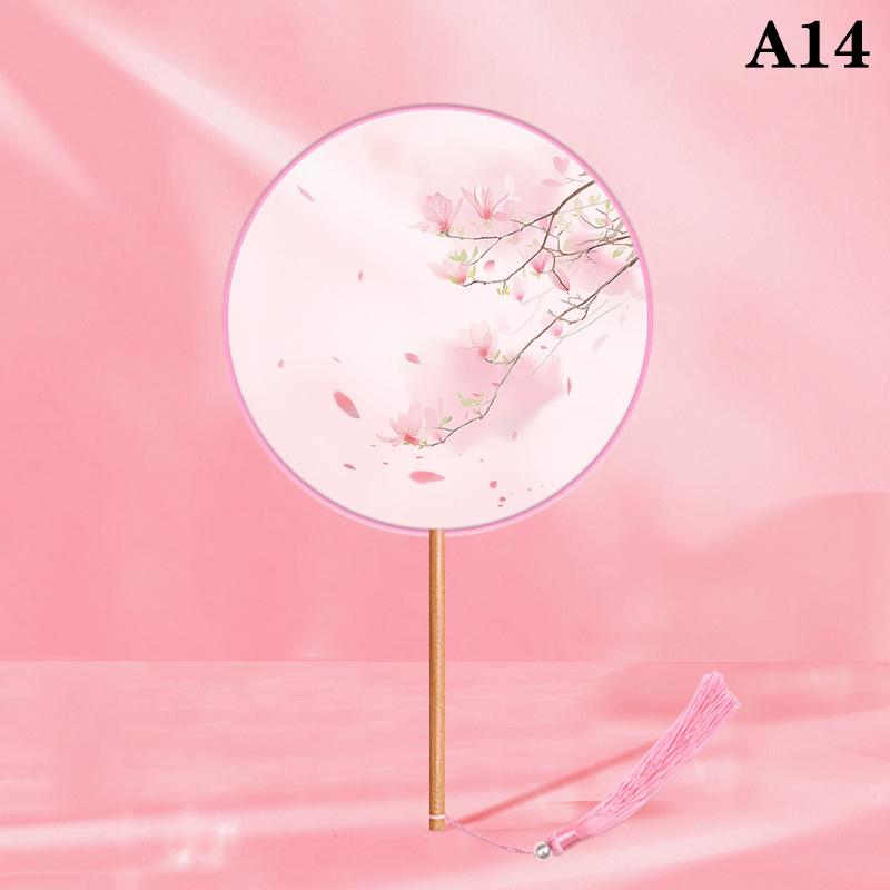 Chinesischer Runder Handfächer Vintage Druck Seidenfächer Antike Quaste Tanzhandfächer Cheongsam Tang Anzug Hochzeitsfeier Accessoires