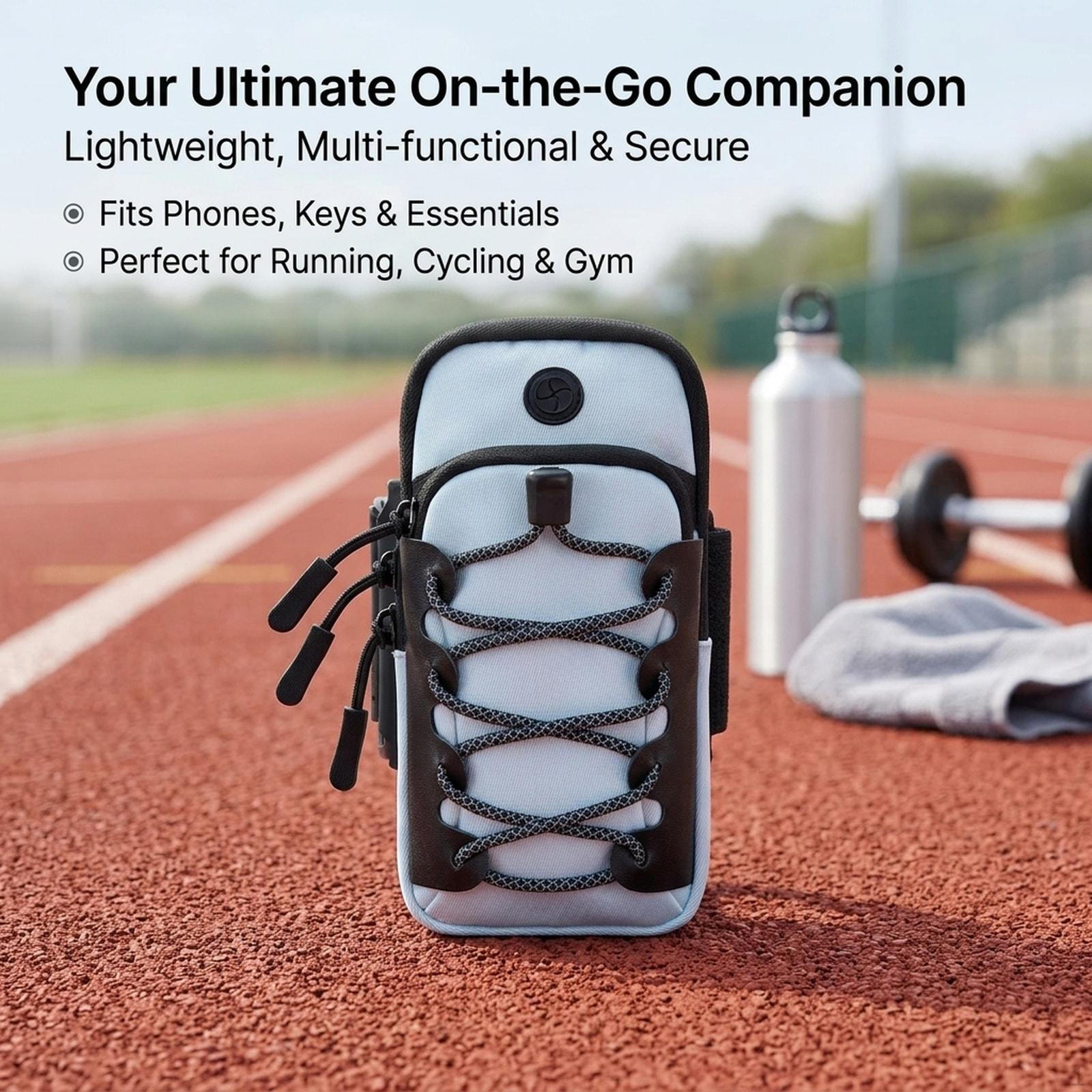 

Arm Bag Band Sleeve Nylon Pouch Waterproof Phone Holder Running Armband for Camping Gym білий