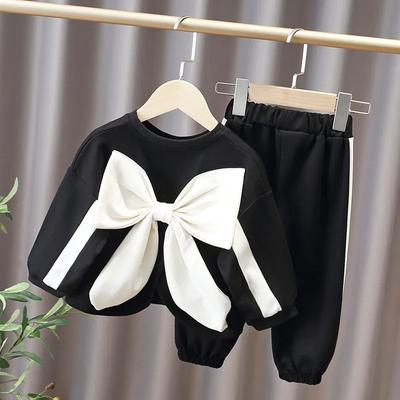2Pcs/Set Children's Clothing Sets Bowknot Baby Girl Clothes Kids Boutique Clothes Tops + Pants Outfit Set for Children
