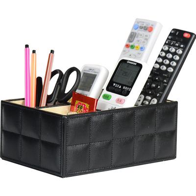 High Quality Luxury PU Leather Storage Box Cosmetic Remote Control Phone Holder Home Office Makeup Organizer     WF