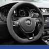 Suede for VOLKSWAGEN VW ID3 ID4 X CC Tiguan Magotan Golf T-Roc Passat Diy Hand Sewing Car Steering Wheel Cover Car Accessories BHT1