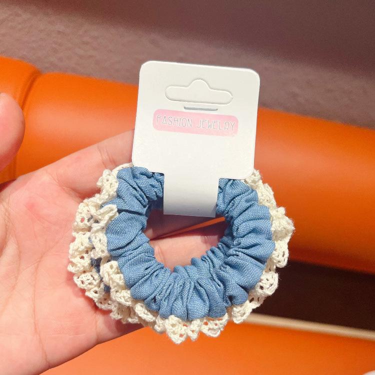 The New Sweet Lace Denim Hair Ring Fashion All-match Girl Hair Rope High-value All-match Ponytail Hair Accessories