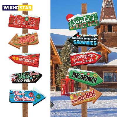 10 STÜCKE Weihnachtsdekoration Wegweiser Cartoon Papier Schild Set DIY Weihnachtsbaum Hängeanhänger Neujahr Heimdekor Ornamente