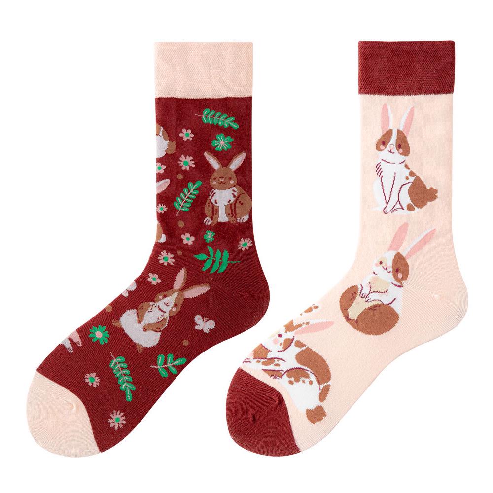Asymmetric Colorful Christmas Cotton Socks for Couples