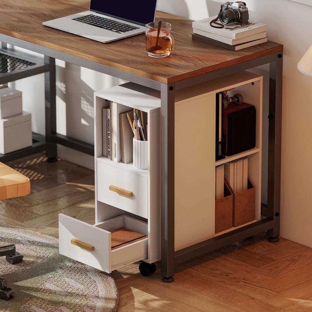 Printer Stand Printer Table with Adjustable Shelf, Casters for Fax Scanner 60 X 30 X 65 Cm White