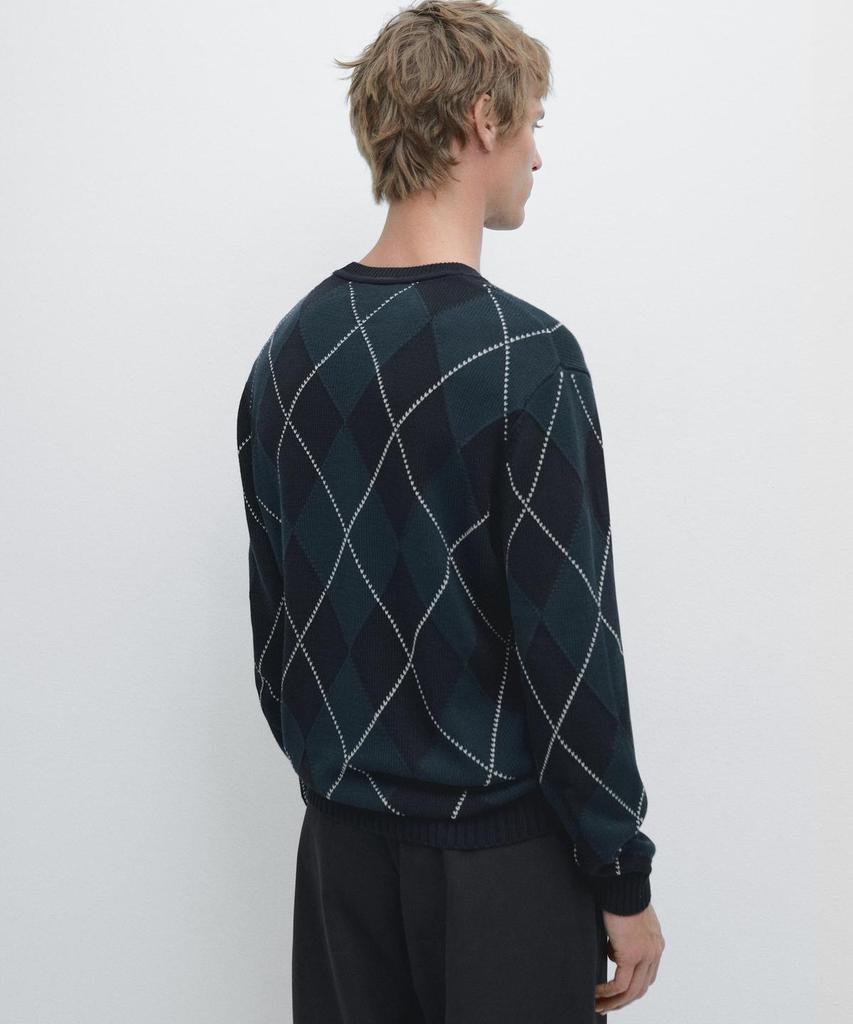 Masimodutti Cotton Diamond Pattern Knit Sweater