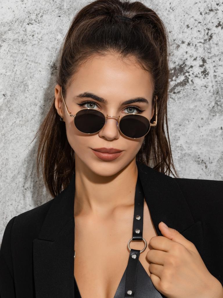 1pc New Fashion Women's Sunglasses, , Shape, Gradient Lens, High-End Design For Large Faces Vintage Shades Beach Men's Sunglasses