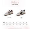 Women's Retro Patchwork Distressed Star Sneakers - Spring 2025, Casual Lace-Up Flat White Shoes