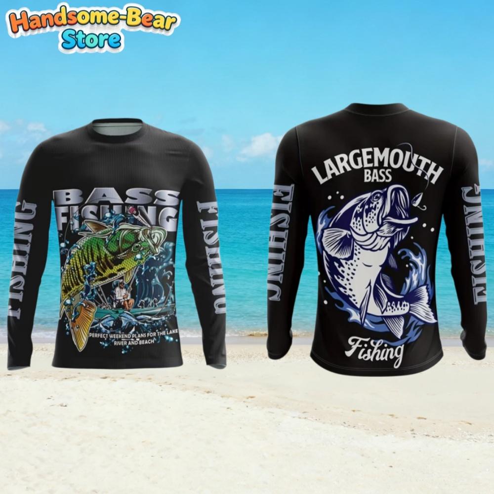 Men's T-Shirt Fishing Pattern Fashion Autumn Long Sleeve Casual Comfortable Boys Top Outdoor Sportswear Children's Clothing