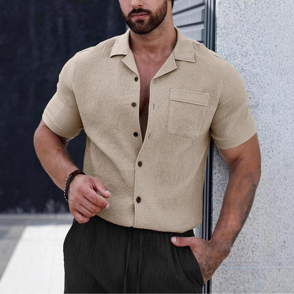 Herren Hemden Kurzarm Hemden mit Knöpfen Knitterfrei Lässig Bequem Urlaubs Strand Sommer Oberteile Weich Leicht Guayabera Hemd für Herren