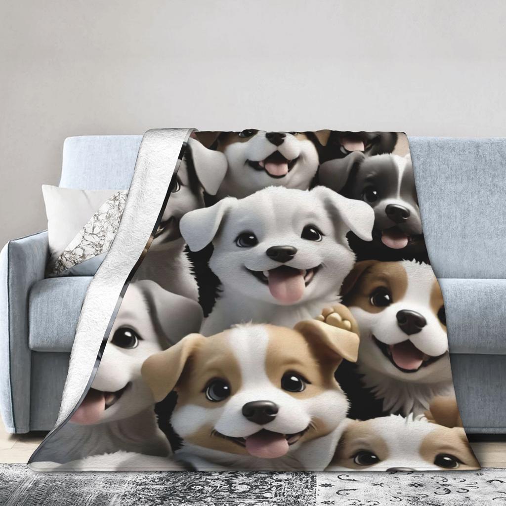 Funny Dog Selfie Flannel Blanket Winter  Super Soft Throw Blanket for Girls Boys Outdoor Comfortable Bedspread Sofa Bed Cover