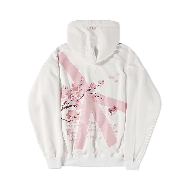 Men's Oversized Cherry Blossom Hoodie - Autumn Fashion, Heavyweight American Style, Casual High Street Outerwear