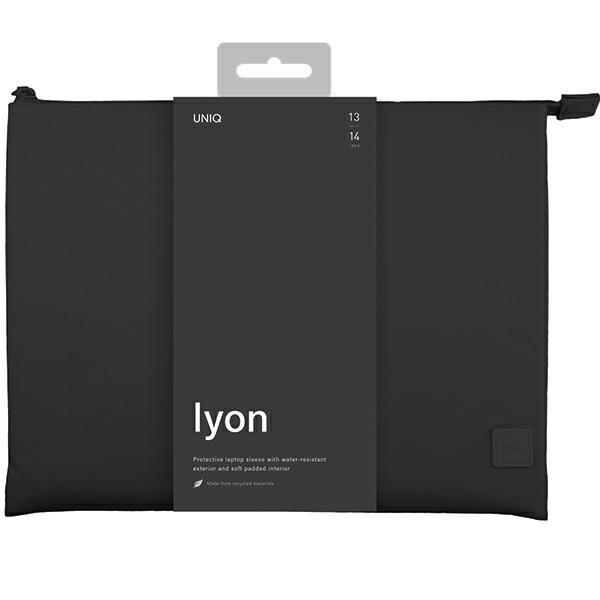 Uniq Etui Lyon Laptop Sleeve 14Czarny/Midnight Black Waterproof Rpet