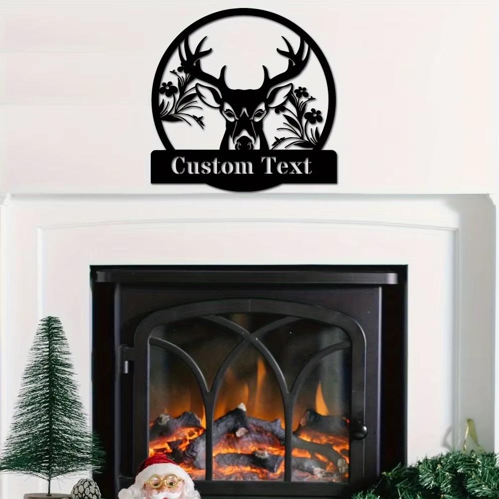 Stylish Black Iron Deer Family Name Plaque   Customizable Metal Wall Art for Home Indoor Outdoor