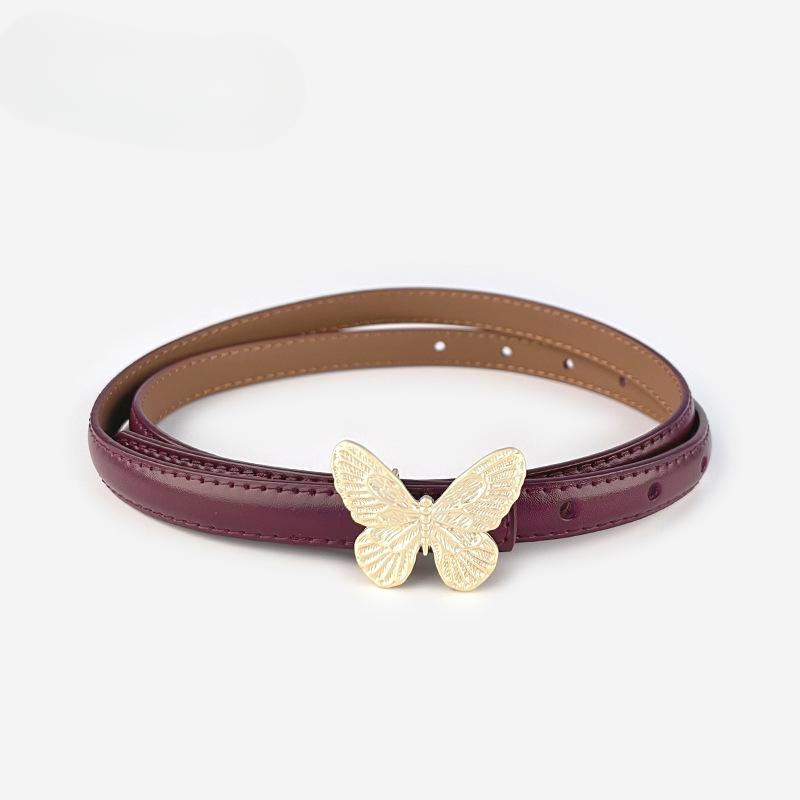 Fashion Womens Belts Pink Belt Elegant Gold Butterfly Buckle Belt Black Patent Leather Belts for Jeans Dresses