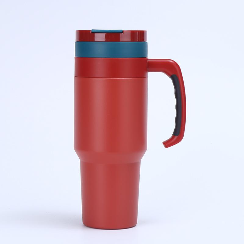40oz 304 Stainless Steel Insulated Water Bottle Thermal Coffee Car Cup Cold Hot Mugs Vacuum Flask With Handle Straw For Sport