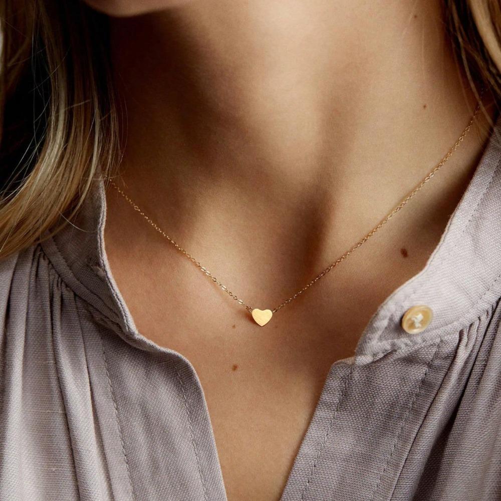 Minimalist Clavicle Necklaces for Women Tiny Heart LOVE Necklaces Dainty Fashion Jewelry Beach Summer Collares Bijoux