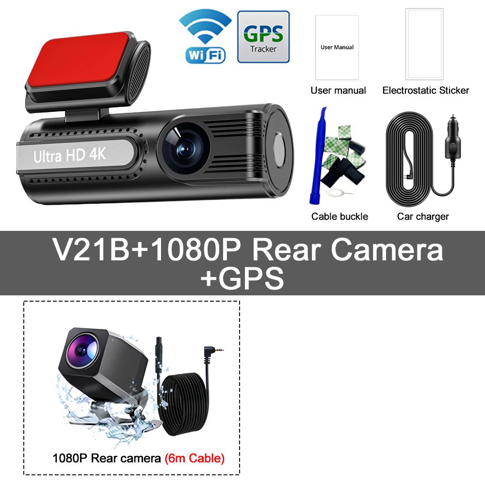 Ultra HD 4K Dash Cam For Car DVR 4K+1080P Front Rear Dash Camera With WiFi GPS 24h Parking Night Vision Video Recorder Black Box