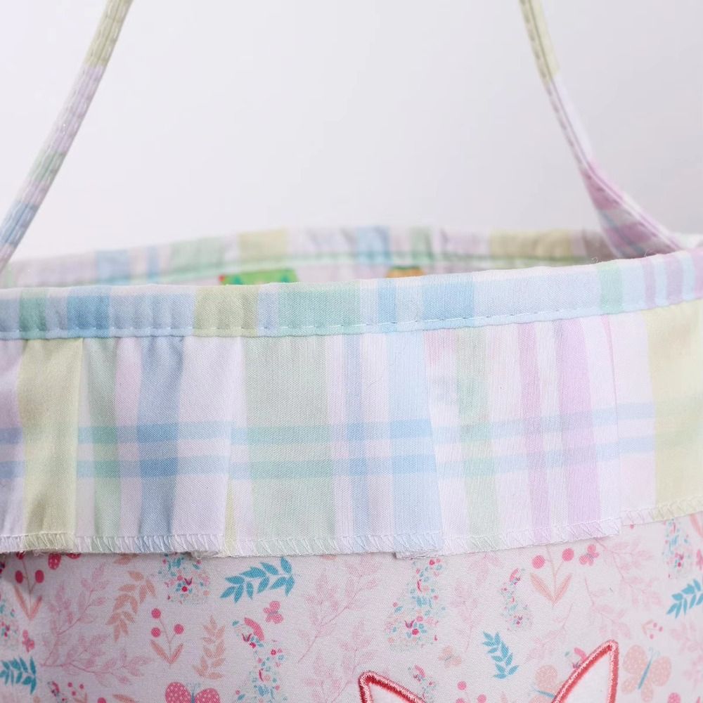Empty Design Easter Basket Embroidered Rabbit Basket Bunny Theme Easter Bucket Kids Gift