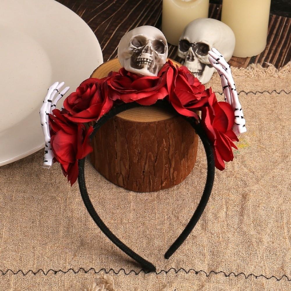 Rose Flower Branch Hair Hoop Bat Halloween Flower Crown Headwear Halloween Headband  Ladies