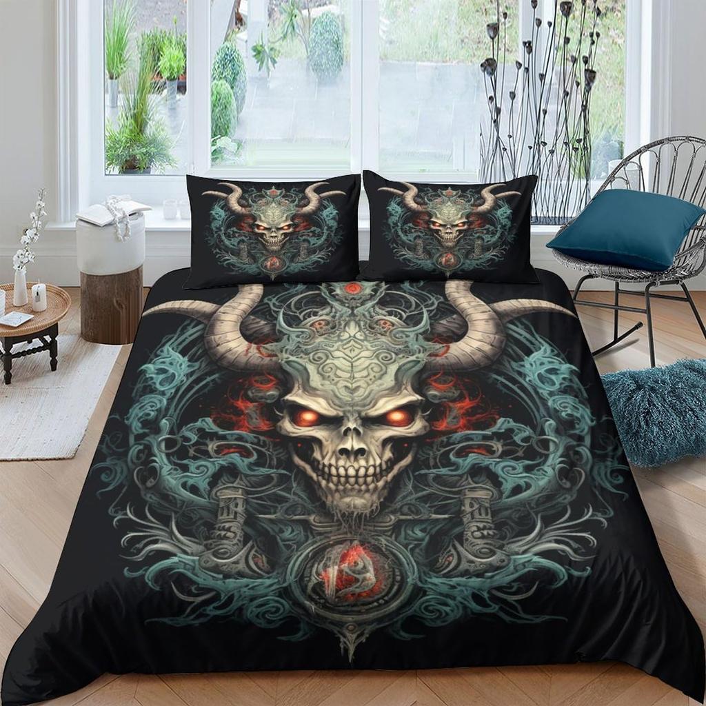 Devil Duvet Covers for Teens Adults Queen Size Quilt Covers Lightweight Down Room Decor 2 Pillowcases 1 Duvet Cover No Comforter