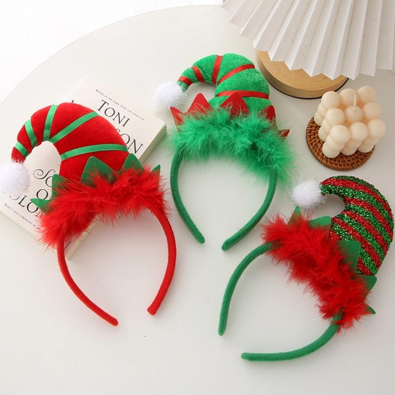 Christmas Elf Hat Opaski Oświetlony Elf Kostium Pałąk Akcesoria Do Włosów Śliczne Nakrycia Głowy Chluba na Christmas Party