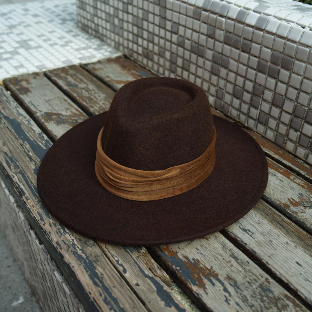 Französisches Europäisches Und Amerikanisches Design Kaffee Farbe Breiter Rand Woll Zylinder Hut Damen Herbst Und Winter Britisch Retro Vielseitig Brauner Filzhut