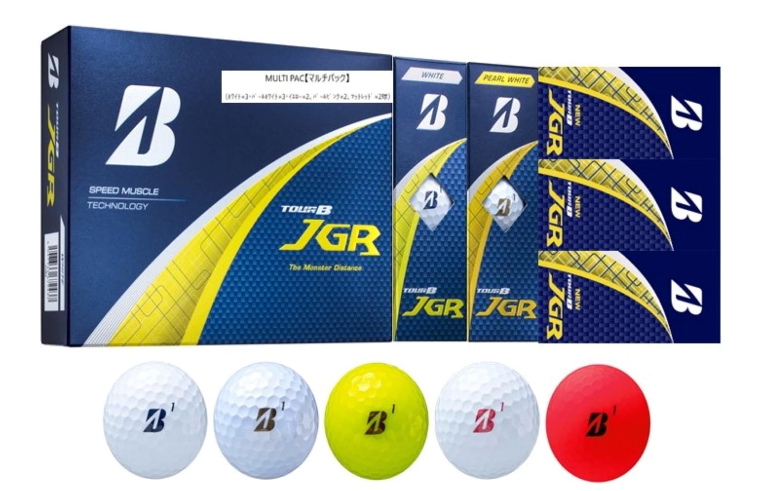 

BRIDGESTONE TOUR B JGR 2025 Golf Multicolor Pack 3 Pearl 2 2 Pearl 2 Matte J5ZX Balls, 12-Ball (3 White, White, Yellow, Pink, Red)