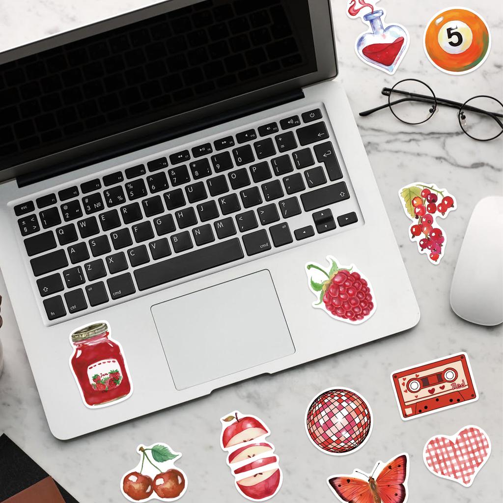 50PCS Cherry Downtown Stickers, Colorful Graffiti Decorative Stickers for Cups, Notebooks, Phones, and Luggage