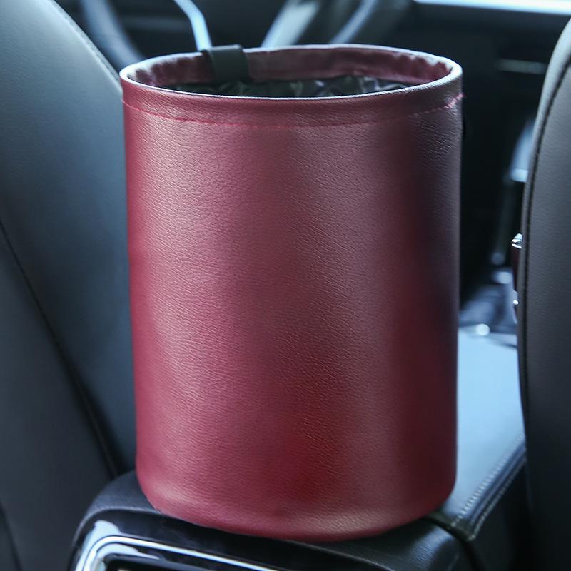 2020 Multi-Purpose Leather Car Door & Seat Back Foldable Trash Can Storage Box, Waterproof and Hanging.