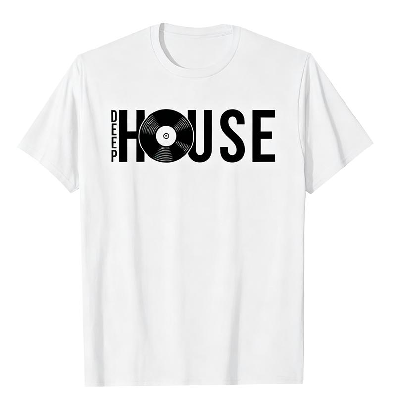 Deep House Music Art - Minimalist Design for DJ, Raver EDM T-Shirt Custom Printed Graphic T Shirts Vintage T Shirt Camisas