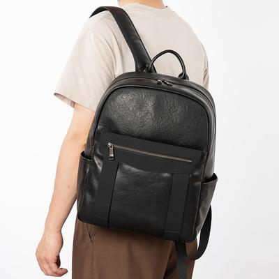 Zaino in vera pelle per uomo, borsa alla moda, borsa casual da lavoro, zaino per computer di grande capacità, zaino in vera pelle con giunzioni