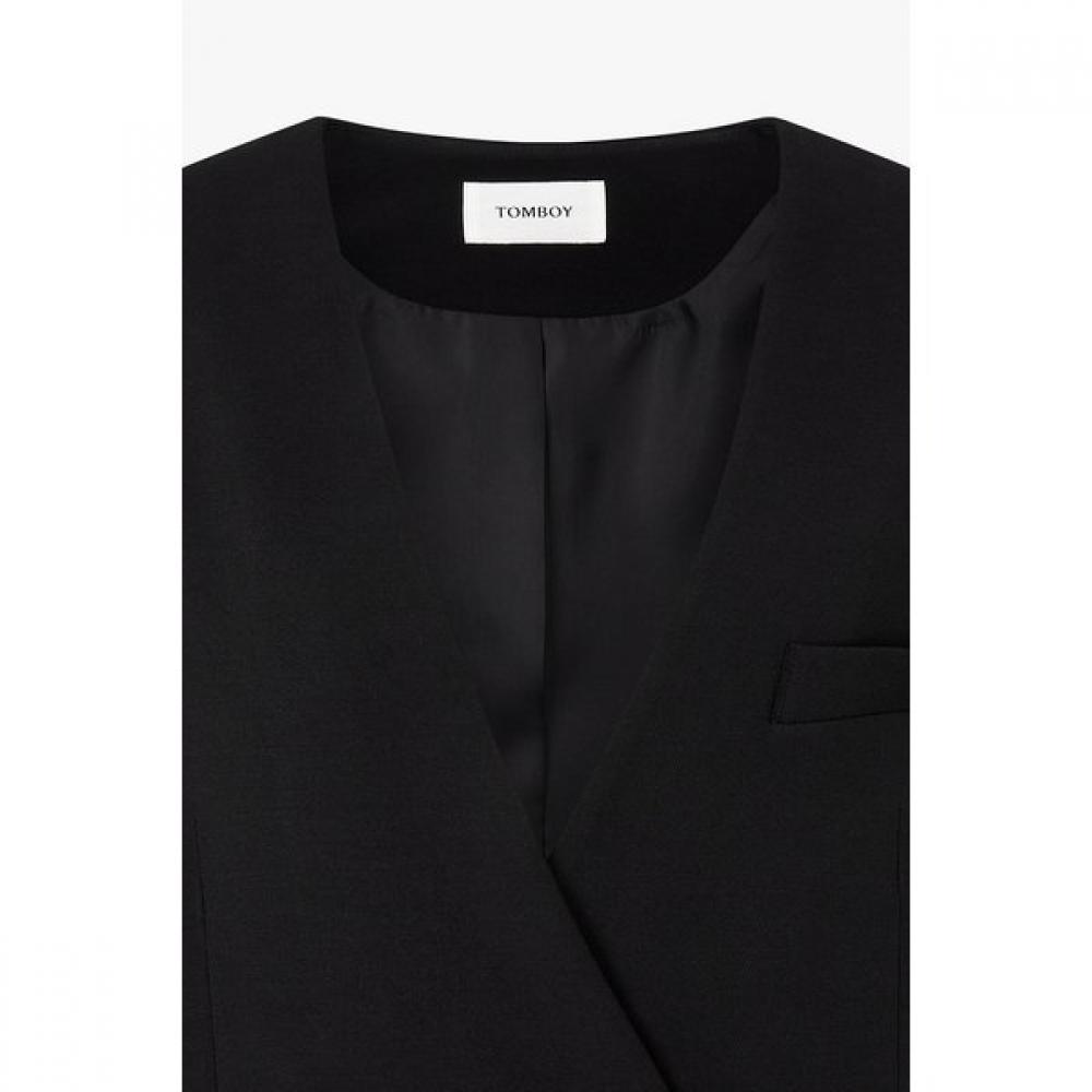 Studio Tomboy No Collar V Neck One Button Jacket  9106112102ar 