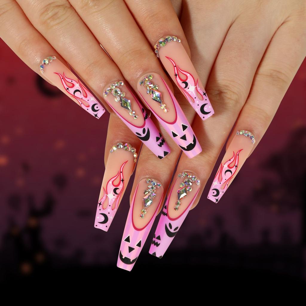 2025 New Halloween Wear Nail 3D Three-dimensional Nail Art False Nails European and American Spider Bat Nail Pieces