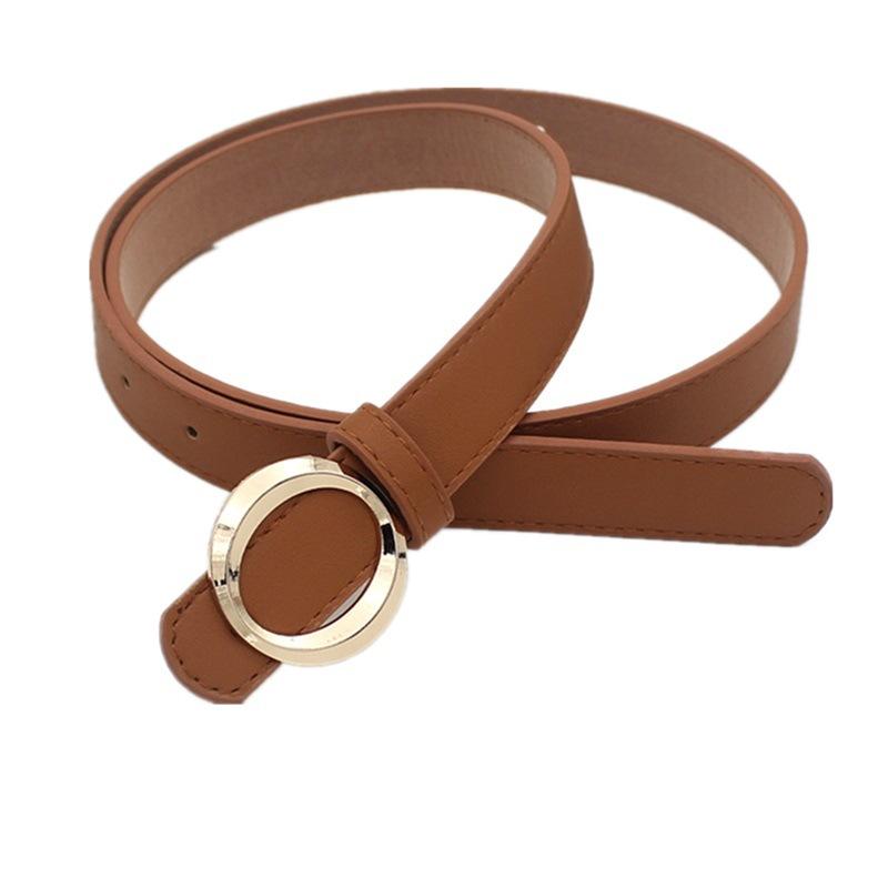 Student Jeans Decorative Pu Belt Women'S Circle Gold Alloy Multi-Colored Belt Women'S