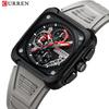 CURREN 8461 Men's Square Sports Watch with Silicone Strap and Multifunctional Six-Needle Calendar