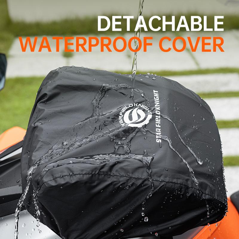 Sfk Black Motorcycle Bag Front Oil Tank Bag Back Seat Bag Riding Gears Magnetic Fixation With Waterproof Rain Cover Accessories