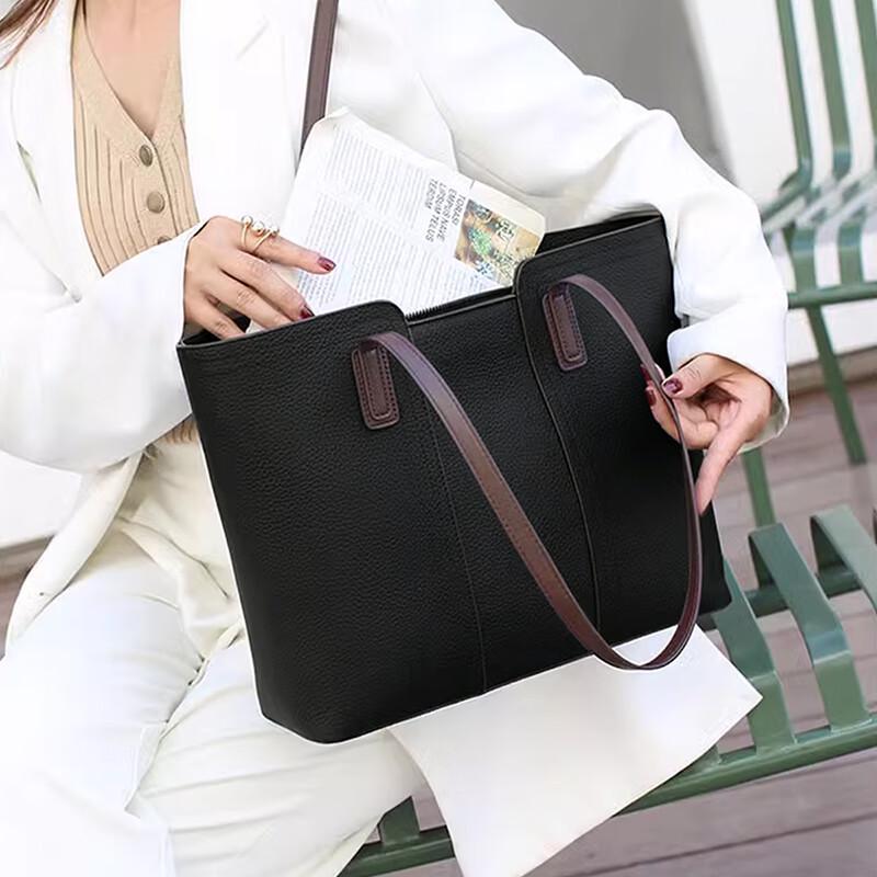 Lao Ren Tou Women's Top-Grain Leather Large Tote Bag