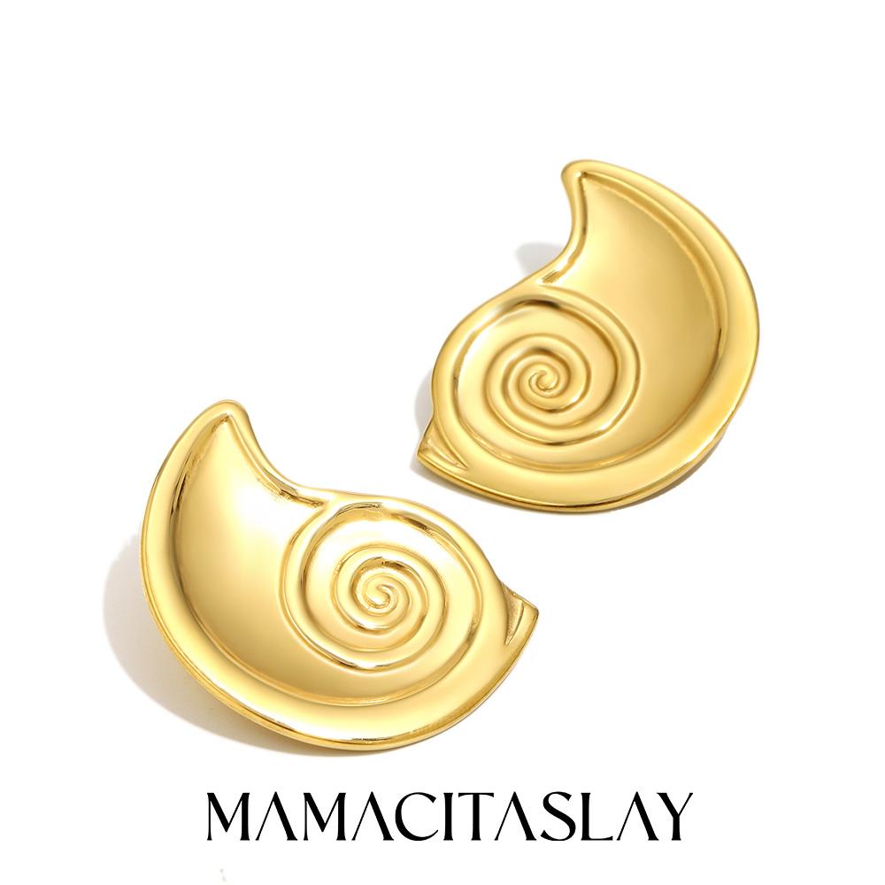 MamacitaSlay 316L Stainless Steel Spiral Stud Earrings 18K Gold Plated Waterproof Jewelry For Women Ocean Inspired Earrings