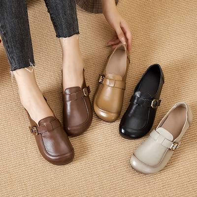 Leather Mother Shoes Soft Sole Soft Surface Middle-aged and Elderly Single Shoes Handmade Women's Shoes Non-slip Comfortable Breathable Leather 