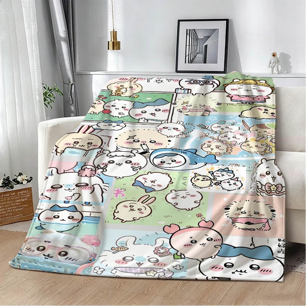 Cute Kawaii C-ChiikawaS Cartoon Movie Flannel Blanket Soft Throw Blanket Art For Home Decor Bedroom Bed Sofa Picnic Fans Gifts
