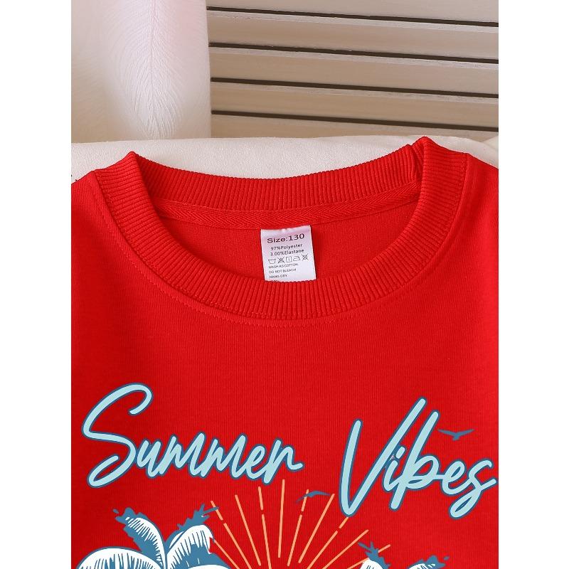 European sizes Girls' Crewneck Sweatshirt Summer Vibes Palm Trees Flowers Sunset, Soft Comfy Sportswear for Teens