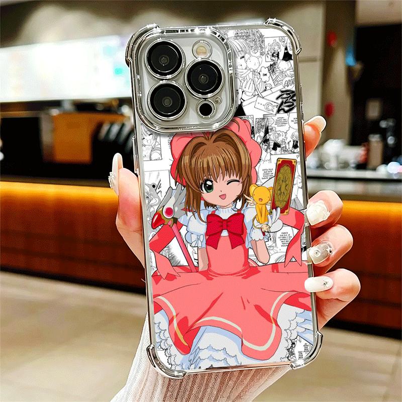 CardCaptor Sakura Anime Soft Phone Case For iPhone 15 16 17 Air 14 Pro Max 16E Plus 13 12 Mini Plating Anti-Fall Fundas