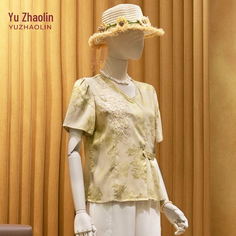 YUZHAOLIN Women s New Chinese Style Short Sleeve Top 2XL