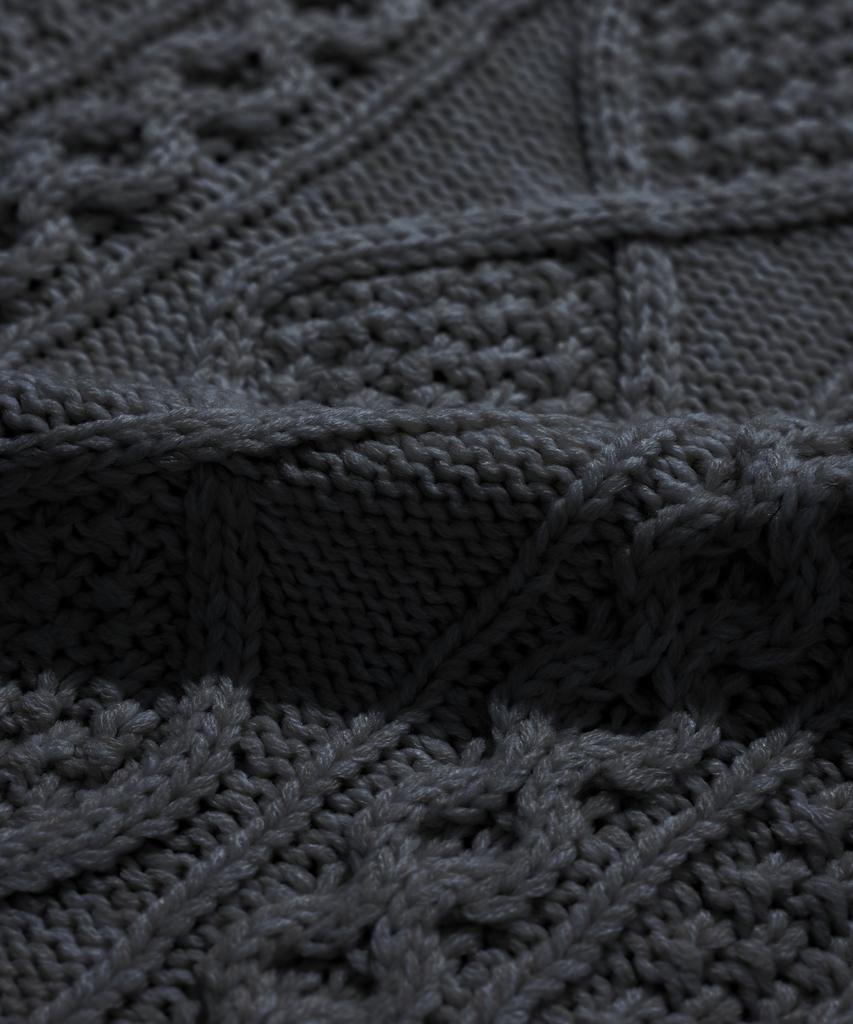Lemain Second 2Way_Aran Washable Oversized Cable Hooded Zip-Up Knit [Charcoal]