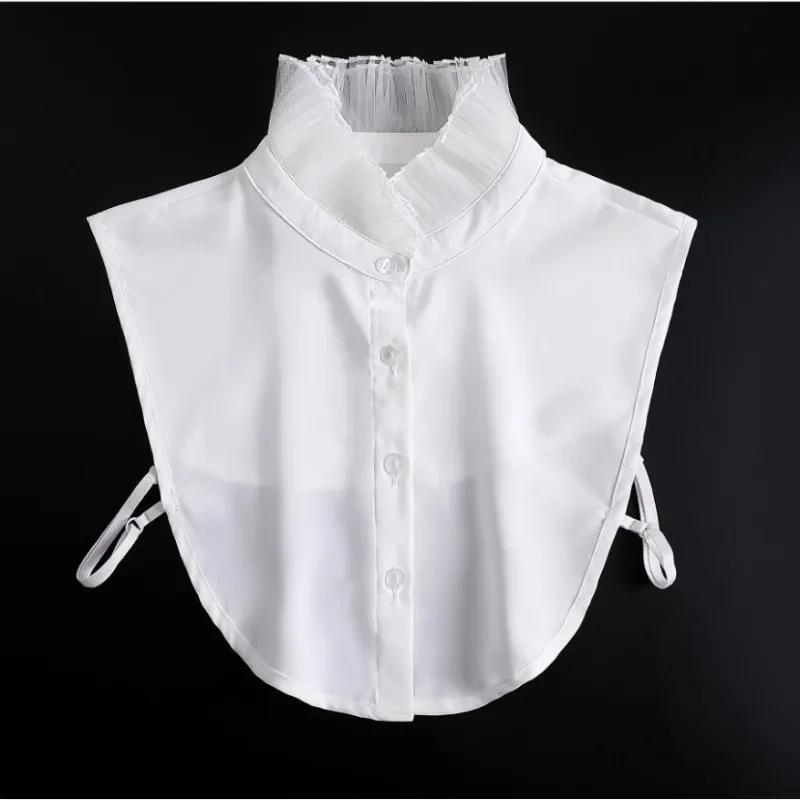 Women Fake Collars Lotus Leaf Fungus Edge Decorative Stand Detachable Collar White Lace Shawl Sweater Collar